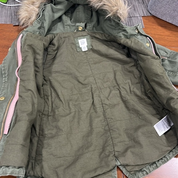 Army green Baby Gap Toddler Parka 18-24 months with zip in vest - Picture 8 of 13